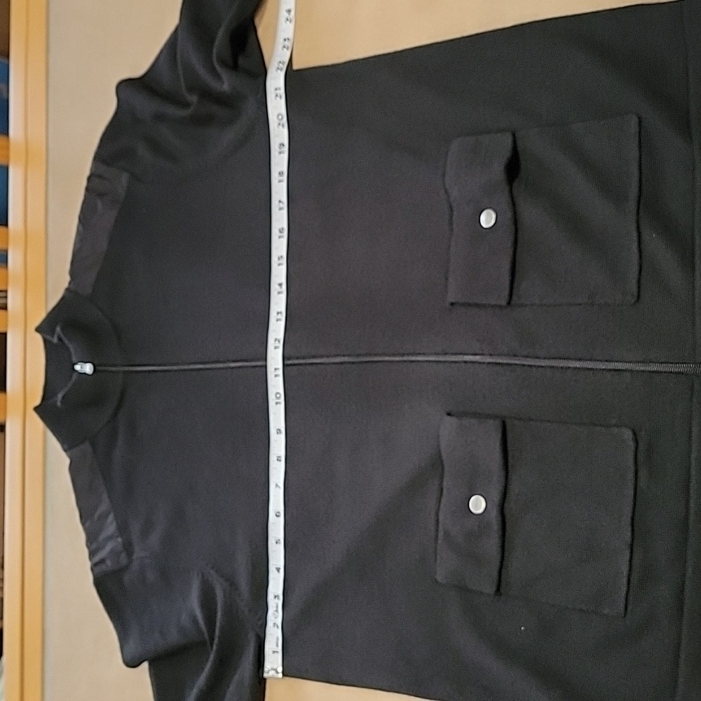 Michael Kors Size L Black Zip Front Cardigan Sweater, Wool Blend, EUC - Picture 6 of 11